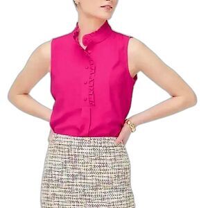 J.Crew Factory Victorian Ruffle Crepe High Neck Blouse /Top "Begonia Pink" Sz 10